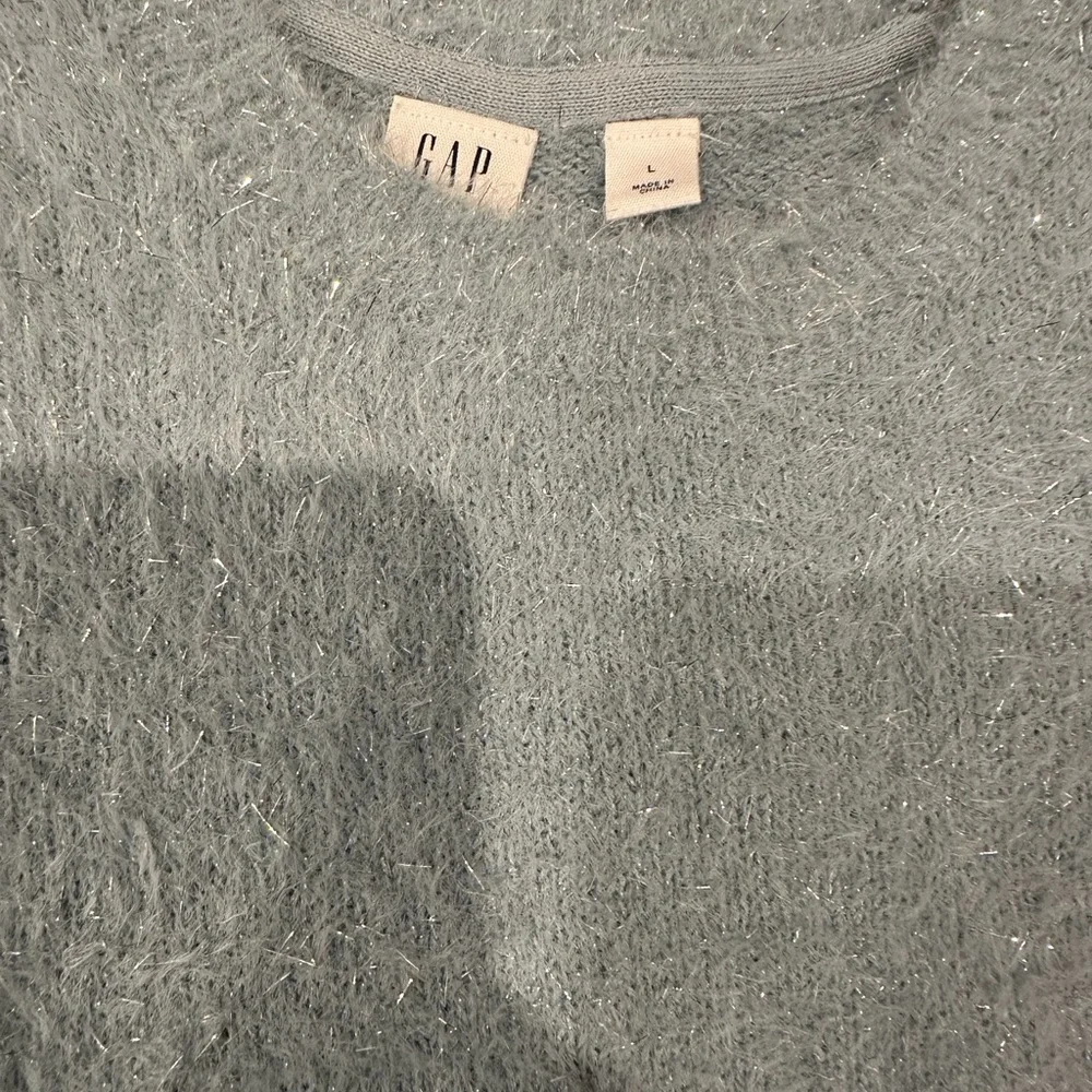 GAP Metallic Crew Neck Light Blue Sweater
